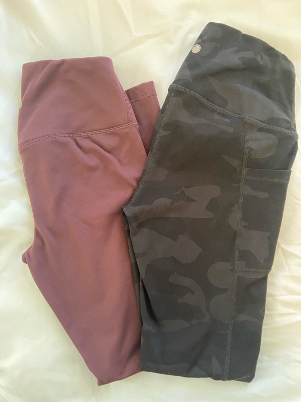 Yogalicious Lux 2 for $25 Woman’s Size S Leggings Burgundy & Black Camo